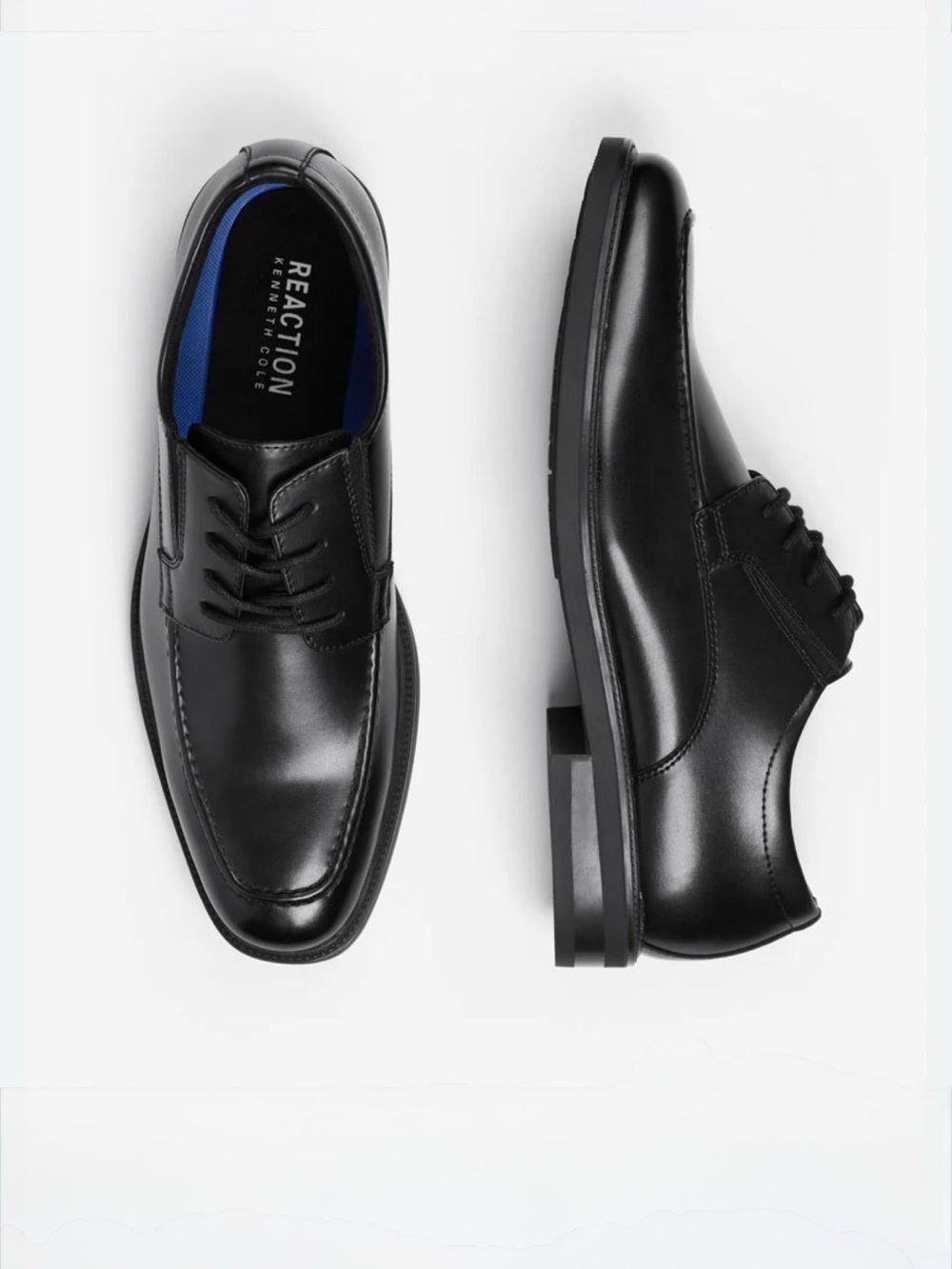 Kenneth Cole Reaction Mike Black Faux Leather Lace-Up Oxfords Size 9